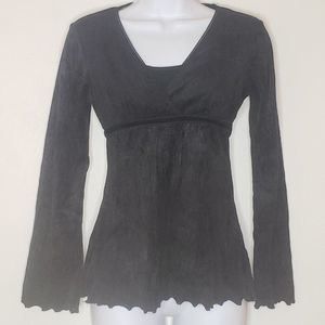 Vintage Y2K Velvet Goth Trumpet Sleeve Empire Blouse Size Small